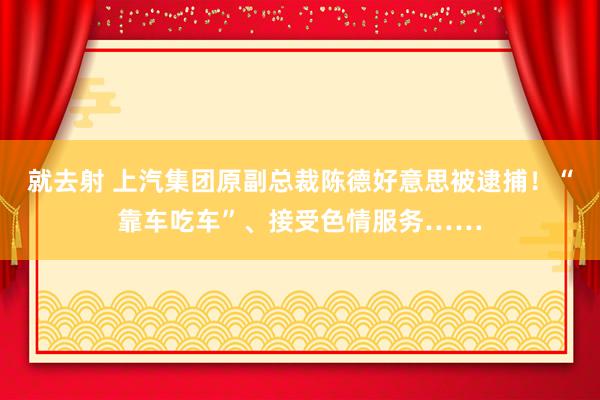 就去射 上汽集团原副总裁陈德好意思被逮捕！“靠车吃车”、接受色情服务……